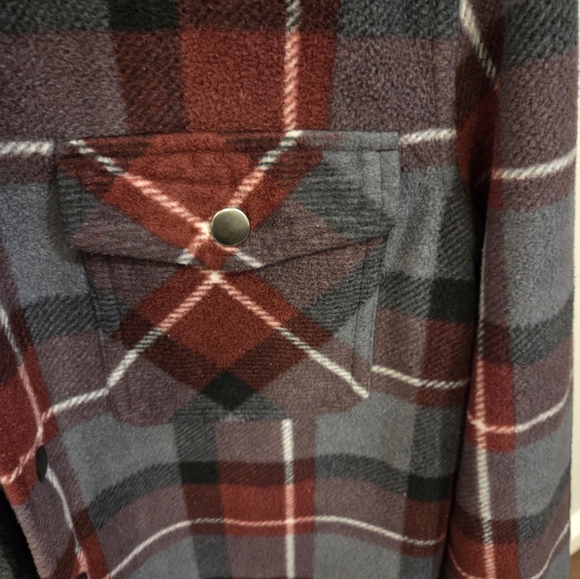 Freedom Foundry Boys Shirt Jacket Sherpa Lined Fleece Hooded Red Plaid - Picture 3 of 5